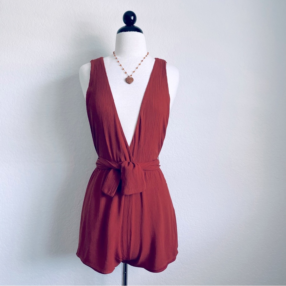 Pull&Bear Burgundy Gauze Romper